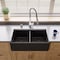 Alfi Brand Black Matte Smooth Apron 33" x 18" Double Bowl Fireclay Farm Sink ABF3318D-BM - alternate 8